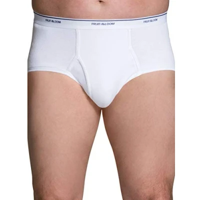 Image of Fruit Of The Loom Mens Cotton White Briefs 6 Pack, XL,