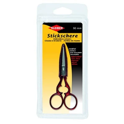 Image of Kleiber Embroidery Scissors with Protective Cover ,Red,90mm