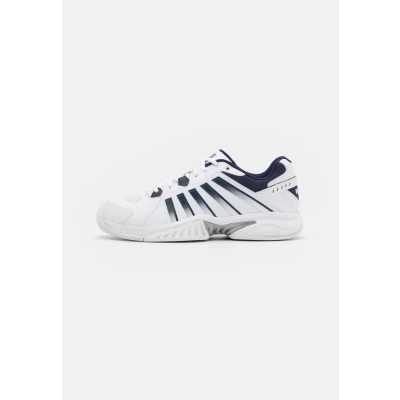 Image of K SWISS Receiver V Multicourt tennis shoes, Men&#039;s, Size: 10, White/peacoat/silver Leather and textile