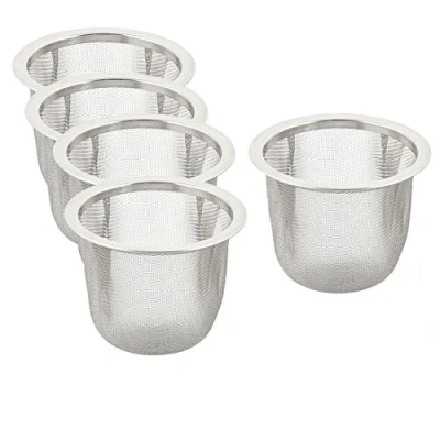 Image of Sourcingmap Stainless Steel Round Mesh Reusable Tea Leaf Spice Teapot Filter Strainer 60mm Dia 5pcs
