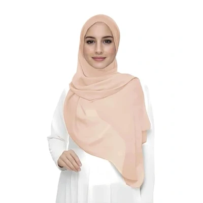 Image of Premium Chiffon Hijab Head Scarf Shawl Wrap for Muslim Women Lightweight (Peach)