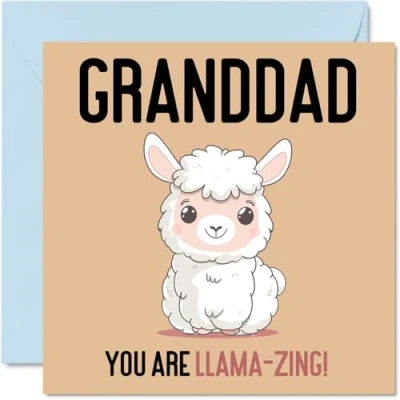 Image of Birthday Cards for Grandad Llama Zing Funny Happy Card from Grandson Granddaughter, Gifts, 145mm x Joke Greeting Men Him