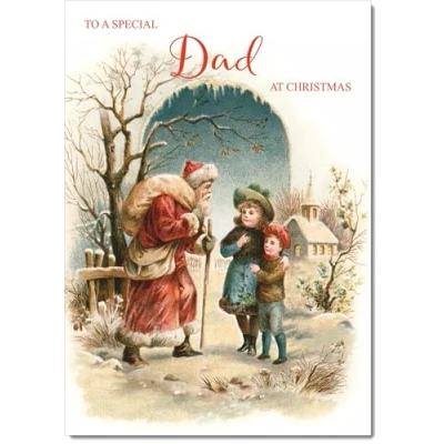 Image of doodlecards Dad Christmas Card Victorian Style Medium Size for with Plain Envelope