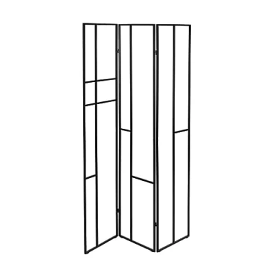 Image of WENKO Shakti privacy screen, room divider in powder coated metal black for storing and airing clothes, wire shelves offer plenty of space scarves accessories such as blankets, 120 x 170 cm
