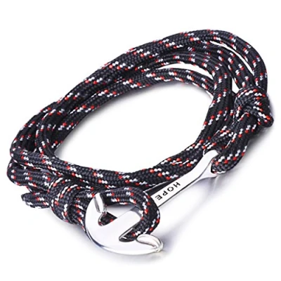 Image of Infinite U Fashion Hope Sailor Anchor Womens Mens Wrap Bracelet Braided Colorful Nylon Rope Alloy Multilayer Charm Wristband Bangle