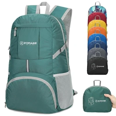 Image of ZOMAKE 35L Lightweight Foldable Backpack Packable Rucksack,Packable Backpcks Walking Rucksacks Travel Daypack Water Resistant For Men Women Outdoor Hiking (Dark Green)