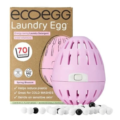 Image of Ecoegg Laundry Egg Detergent and Fabric Conditioner Replacement Non bio no enzymes, phosphates, palm oil, chlorine bleach Sensitive Skin Spring Blossom 70 Washes