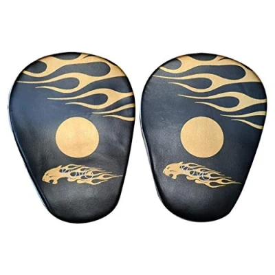 Image of Focus Pads Curved Hook &amp; Jab Pad Rex Leather Mitts (Black White)