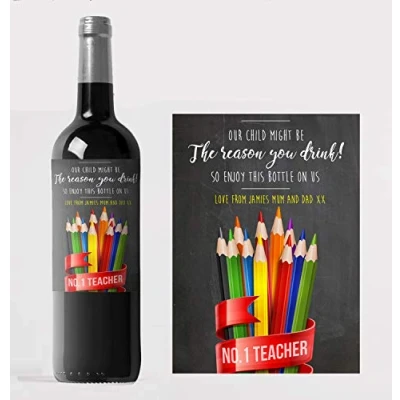 Image of Personalised &#039;Our Child Might be The Reason You Drink&#039; Photo red Wine Bottle Label, Any Wording