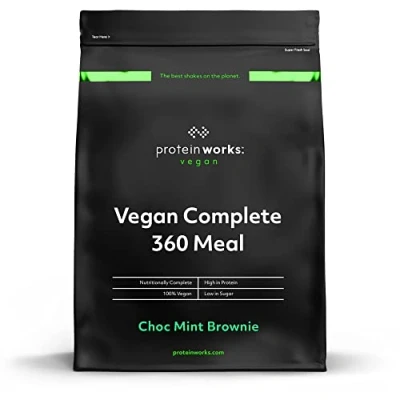 Image of Protein Works Vegan Complete 360 Meal Shake, 100% Replacement Powder, Meal, Plant Based 5 Meals, Choc Mint Brownie, 500g