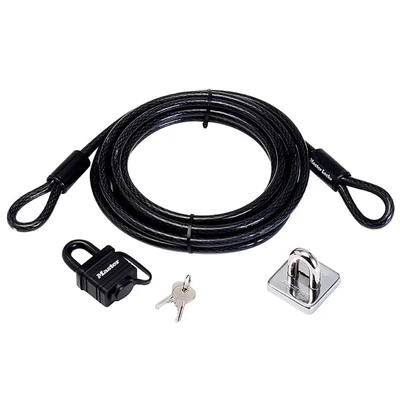 Image of Master Lock 8271EURDAT Double Loop Steel Cable with Anchor and Key Padlock, 4.5 m,Black