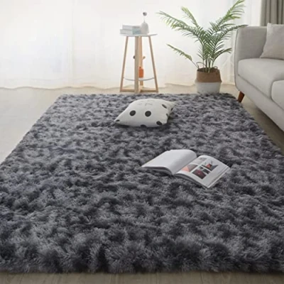 Image of Jyswx Soft Shaggy Area Rugs for Living Room Modern Bedroom Small to Extra Large Size Fulffy Carpets Nursery Non Shedding Washable Home Dormitory Decorative, Dark Grey, 60 x 120 cm
