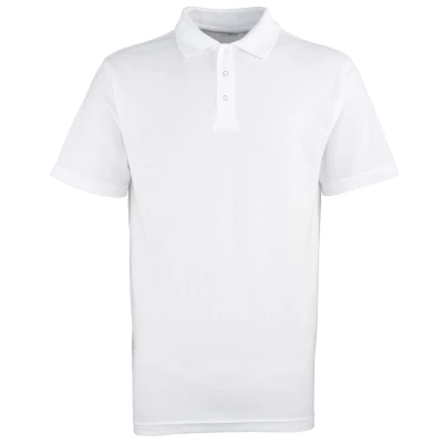 Image of Premier Mens Stud Heavyweight Plain Pique Polo Shirt (White) Size 3XL