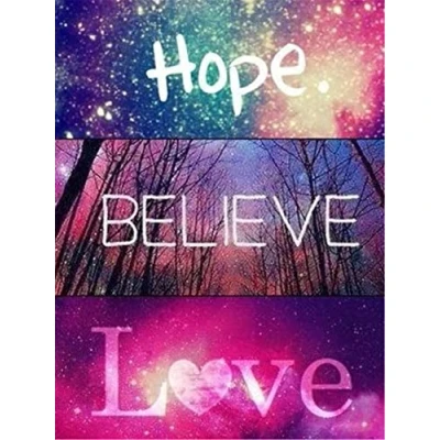 Image of OWN4B Cross Stitch Kits Stamped, Hope Believe Love Printed Pattern 11CT 14.2x18.1 inch DIY Embroidery Kit (Quotes)