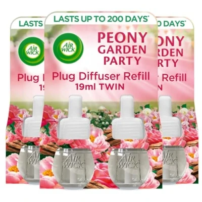 Image of Air Wick Plug in Diffuser Refill, Peony Garden Party, Pack 6 x 19ml, Long Lasting Fragrance, Lasts up to 600 days, freshener