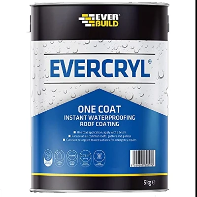 Image of Evercryl Grey Fibre Reinforced Flat Roofing Coat Sealant Paint 1 x 5 Kg…