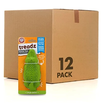 Image of Arm &amp; Hammer Super Treadz Gator Chew Toy for Dogs, 12 Pack Best Dental Dog Reduces Plaque Tartar Buildup Without Brushing Safe Dogs up to 35 Lbs