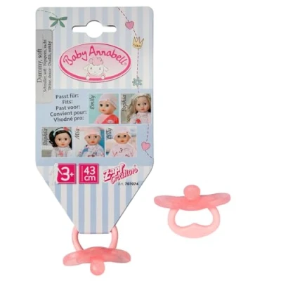 Image of Baby Annabell Universal Dummy 707074 One From Two Assorted Colours with Handle for Non Mouth Function 43cm Dolls Suitable Kids 3+ Years