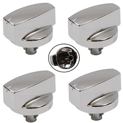 Image of Genuine Belling 444445412 444445413 1000DF Oven Cooker Knob Function Control Switch (Silver/Chrome, Pack of 4 Knobs)