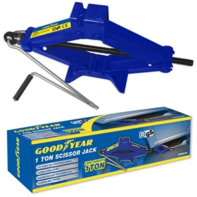 Image of Goodyear 1 Ton Professional Scissor Jack for Car Van Speed Wind Crank Handle