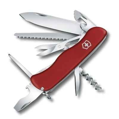 Image of Victorinox Outrider Swiss Army Pocket Knife, Large, Multi Tool, 14 Functions, Blade, Scissors, Red