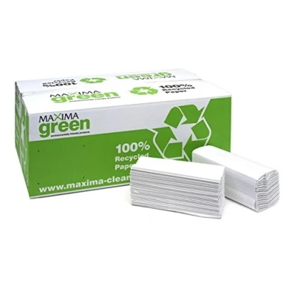 Image of Maxima Green 2 Ply C Fold Hand Towels 162 sheets White (Pack of 15)