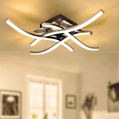 Image of TYCOLIT LED Ceiling Light, Elegant Curved Design Lights, 4 Built in Boards, 24W 2400 Lumen, Warm Light 3500K, Modern Fixture for Living Rooms, Bedrooms and Corridor