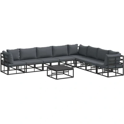 Image of Vidaxl Garden Sofa Set 9 pcs Black 70 x 32 cm Aluminium