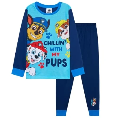 Image of Paw Patrol Boys Long Pyjamas Set, Comfortable 2 Piece Nightwear Set Gifts (Blue, 7 8 Years)