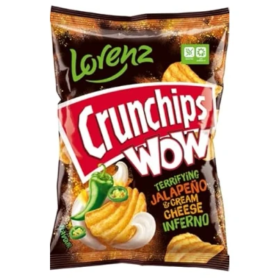 Image of Lorenz Crunchips 10 Packets 130g X cut Potato Snacks, Flavored Chips (Pack of 10, WOW Jalapeno &amp; cream cheese)
