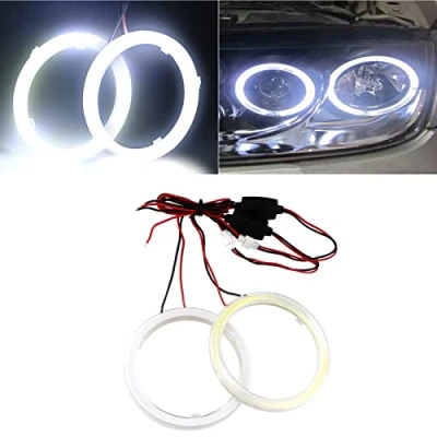 Image of Qasim 1 Pair White 70MM 60SMD COB Led Halo Ring Angel Eyes Car Headlight with lampshade Cover 12V 24V DC