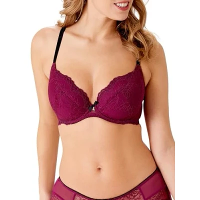 Image of Gossard Womens Superboost Padded Plunge Bra Purple Polyamide Size 38G