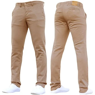 Image of Crosshatch Mens &#039;Brooks&#039; Stretch Chino Slim Fit Leg Trousers Jeans by JeanBase Sand 38W X 32L