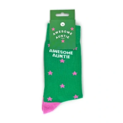 Image of Snazzy Socks Awesome Auntie Pink Star Ladies Size 4 7 Novelty Sock Gift LKSOCK021