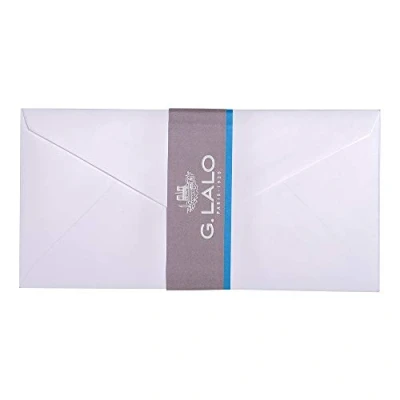 Image of Clairefontaine Ref 23000L G.Lalo Gummed Lined Envelopes (Pack of 20) DL (110 x 220mm) in Size, Inkjet &amp; Laser Printer Compatible Vellum de France, White
