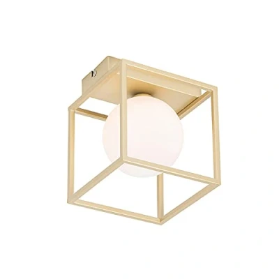 Image of Qazqa Design Ceiling Lamp I Flush Light Gold with White Aniek Suitable for LED G9 1 Steel Living Room Kitchen Bedroom
