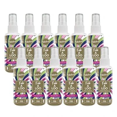 Image of Fabulosa Fab A Loo Odour Remover, Compact Toilet Air Freshener Perfume Spray, 60ml, 12 Pack, Fantabulosa