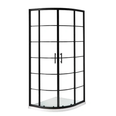 Image of Milano Barq Black Grid Quadrant Shower Enclosure White Tray 900mm x