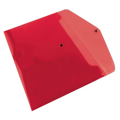 Image of Envelope Wallet Q CONNECT Press Stud PP A4 172 Micron Transparent Red/Document Archiving/Type Envelope/Kind Stud/Index N.a. / Pockets Material PP/Dividers 1 Coating