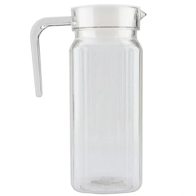 Image of Acrylic Bottle Bottle, Transparent Striped Water Ice Cold Jug Beverage Drink Pitcher with Lid and Handle (800ML)