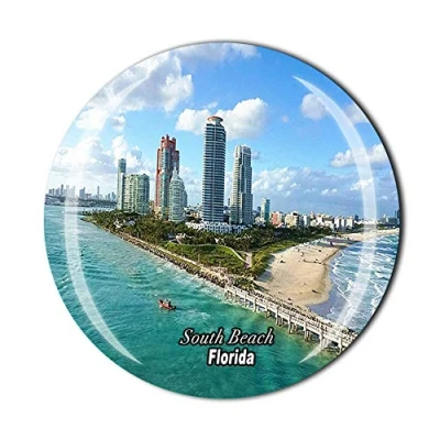 Image of South Beach Miami Florida USA Fridge Magnet Souvenir Gift Magnetic Sticker