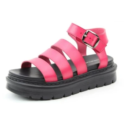 Image of Heavenly Feet Saffron Fuchsia Synthetic Leather Womens Sandals Standard Fit 5