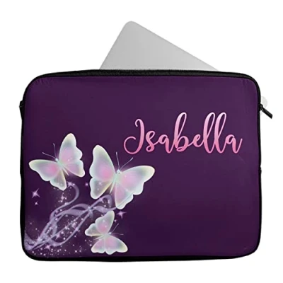 Image of Personalised Any Name Butterfly Design Laptop Case Sleeve Tablet Bag Chromebook Gift 435 (14 15 inch)