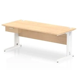 Image of Impulse 1800x800 Desk Maple/White Cable Managed Leg 1 Dr Fixed Ped