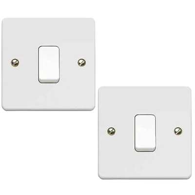 Image of 1 Gang 2 Way Light Switch White Electrical Curved Edge Switches with Screws 250 V A.C, 10AX Single Wall for Home, Office, Industries, Shedes, garages etc (2)