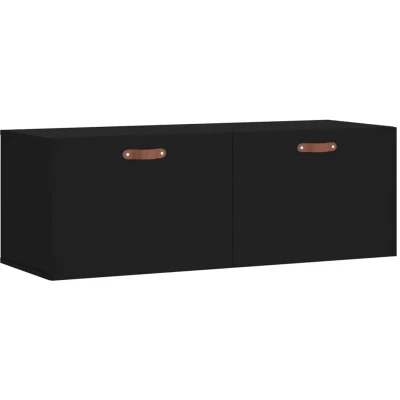 Image of vidaXL Wall mounted Black Cabinet, Engineered Wood Material with Ample Storage Space, Space saving Design for Modern Living Room