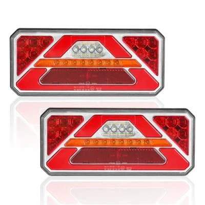 Image of AOHEWEI 2Pcs Trailer Rear Lights 12V/24V Super Bright Waterproof Turn Signal Brake Tail Reverse Fog Reflector Lamp for Truck Lorry Caravan Van Tractor