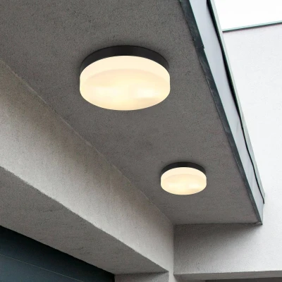 Image of Globo Vranos outdoor ceiling light, matt black, Ø 24 cm, aluminium