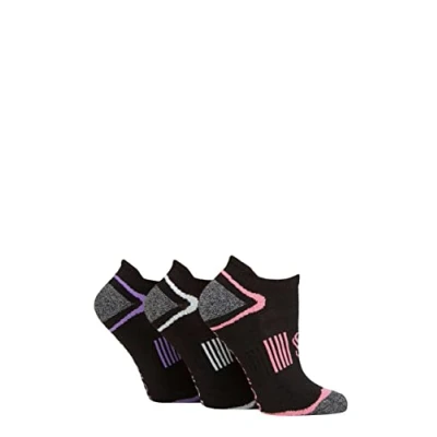 Image of Women&#039;s 3 Pair SOCKSHOP Performance Sport Half Cushioned Tech Trainer Socks Black 4 8