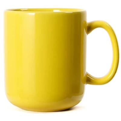 Image of Smilatte 20 OZ Large Coffee Mug, M016 Plain Ceramic Boss Big Tea Cup with Handle for Dad Men, Yellow